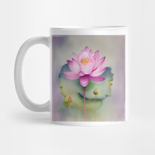 Large Pink Lotus Watercolour Flower Mug